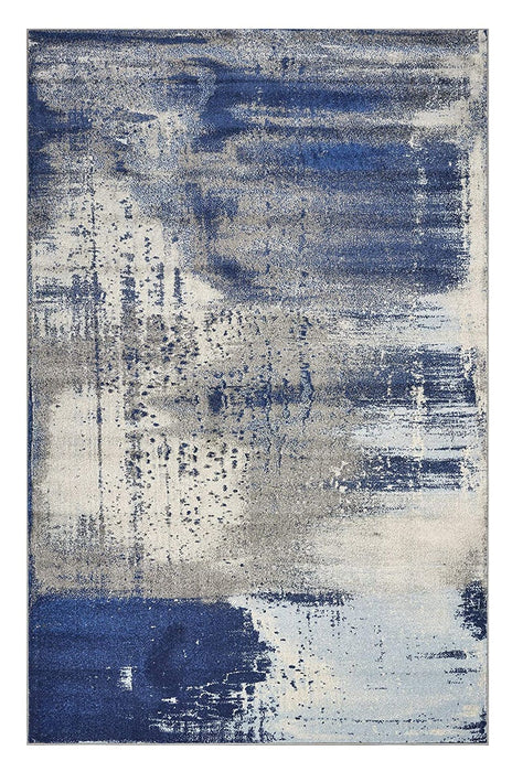 8' x 10' Abstract Shag Area Rug - Blue And Ivory