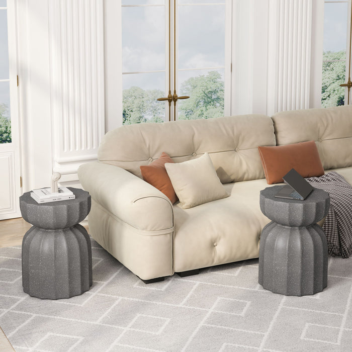 Set of two Giga gray waterproof outdoor and indoor coffee tables with sleek, modern design and sturdy construction.