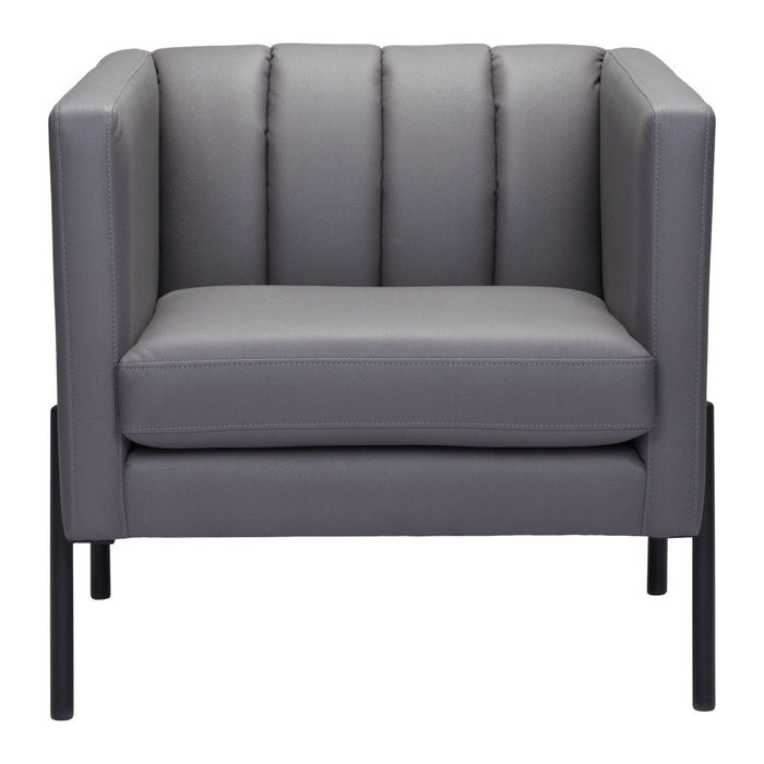 Faux Leather Club Chair - Light Gray And Black