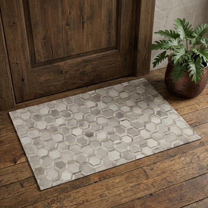 3' X 5' Geometric Washable Area Rug With UV Protection (644629) - Gray / Ivory / Beige