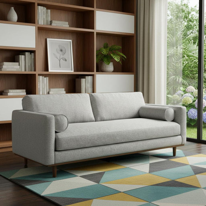 89" Fabric Sofa With Brown Legs - Gray