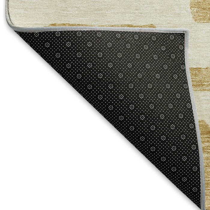10' X 14' Abstract Geometric Washable Area Rug With UV Protection (671792) - Gold / Ivory