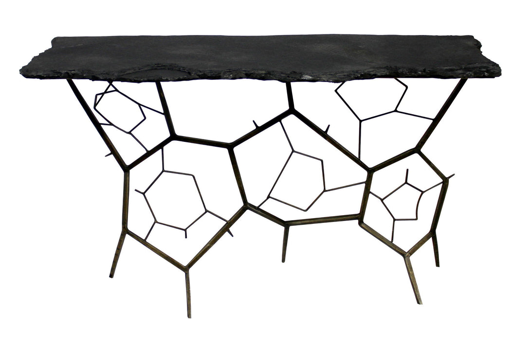 Stone Abstract Console Table - Black