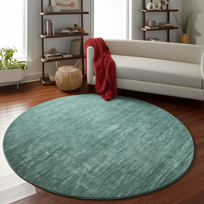 10' Hand Woven Round Rug - Green And White