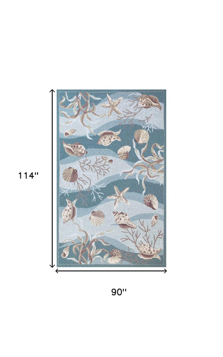 90" x 114" Polyester Rug - Seafoam
