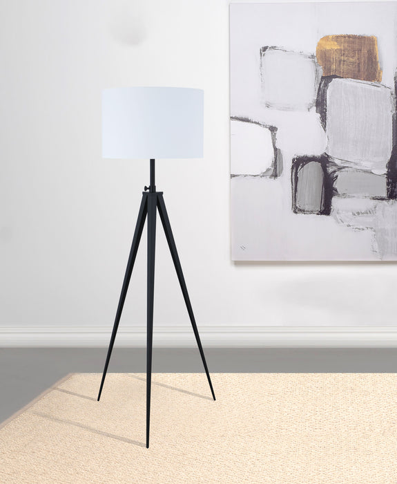 Harrington 60-inch Drum Shade Metal Tripod Floor Lamp Black