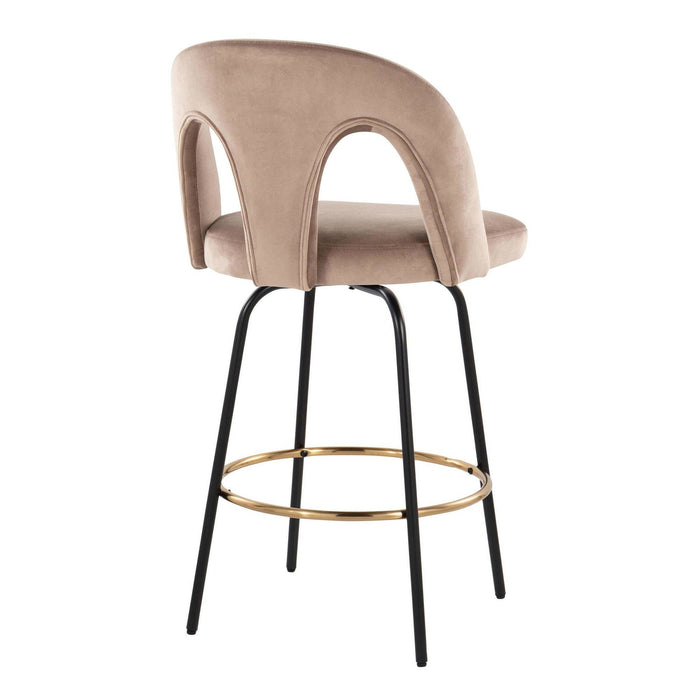 Ava - Upholstered Fixed-Height Barstool (Set of 2) - Black Base