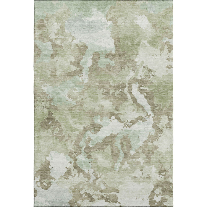 10' X 14' Abstract Washable Area Rug With UV Protection (693330) - Artichoke Green / Ivory / Sage