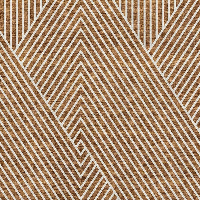 10' X 14' Geometric Washable Area Rug With UV Protection (674682) - Terra Cotta / Ivory