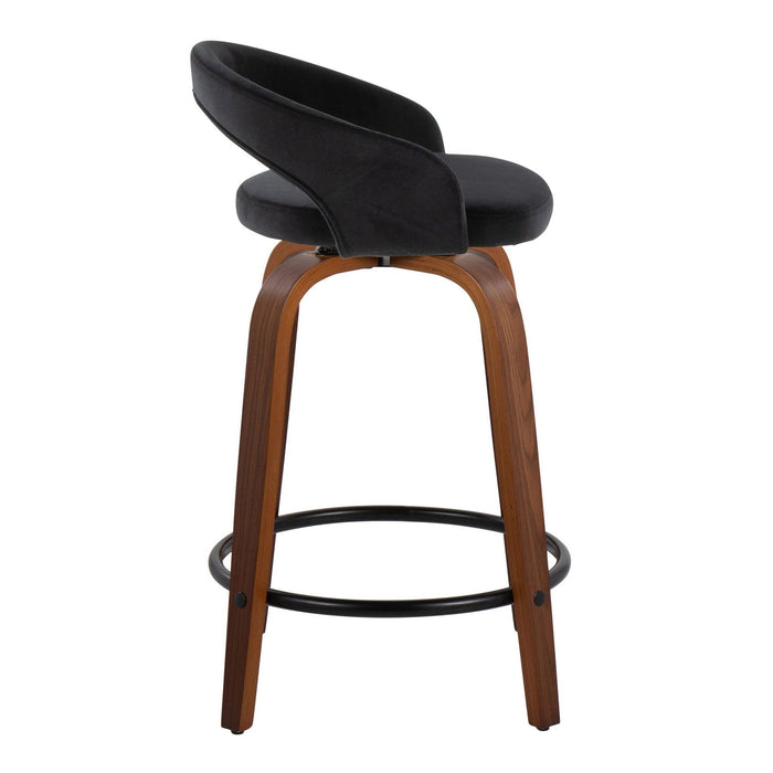 Grotto - 31" Upholstered Fixed-Height Counter Stool (Set of 2) - Walnut Wood Base