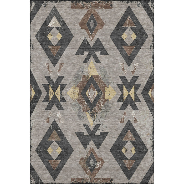 10' X 14' Southwestern Washable Area Rug With UV Protection (706775) - Taupe / Charcoal