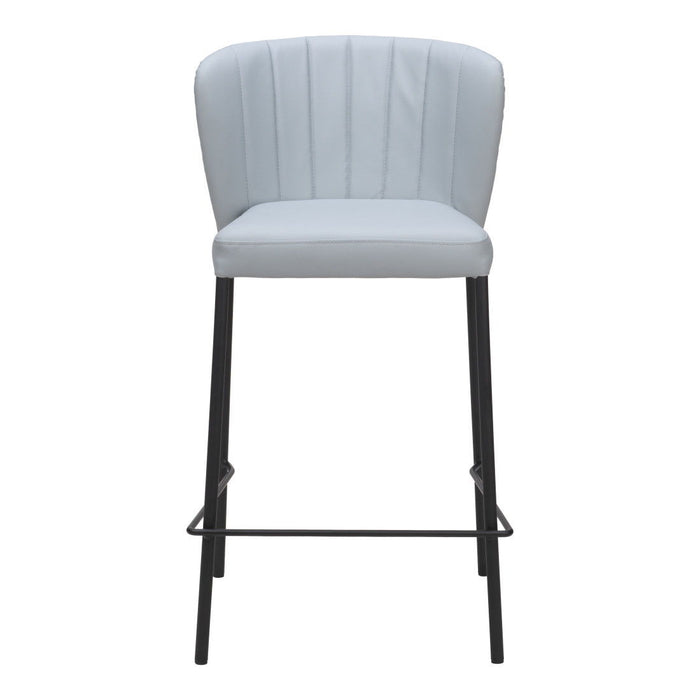 Faux Leather And Steel Counter Height Bar Chairs (Set of 2) - Gray And Black