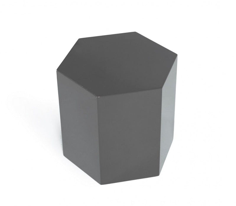 Modern High Gloss Hexagonal End Table - Light Gray