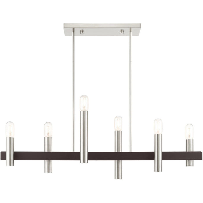 24" Six-Light Dimmable Chandelier With Shades - Bronze