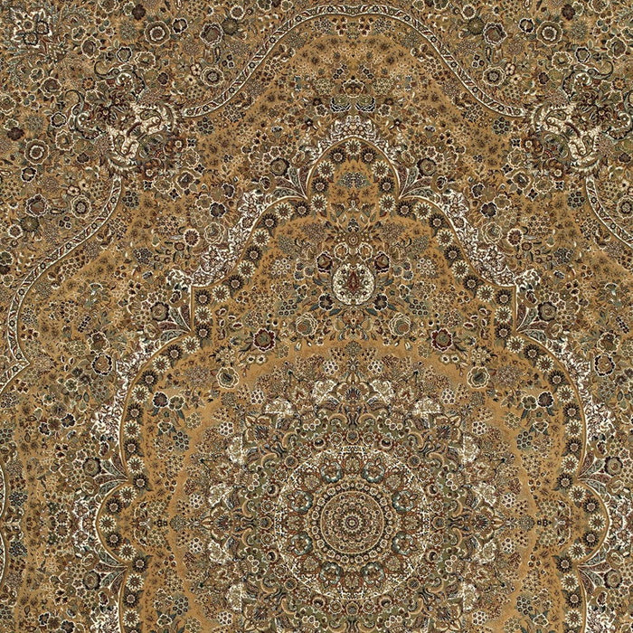 7' X 10' Medallion Area Rug With Fringe - Gold And Ivory