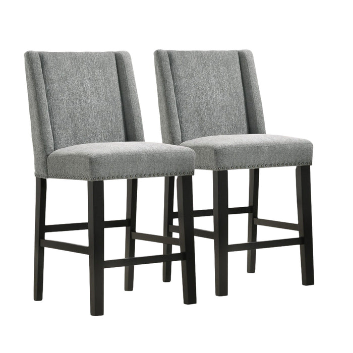 Solid Wood Bar Chairs (Set of 2) - Charcoal And Espresso