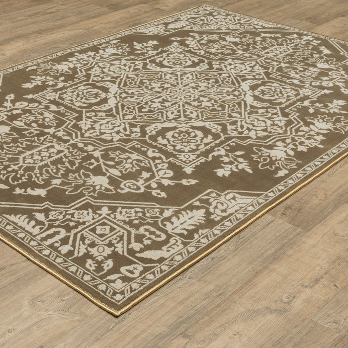 8' X 11' Oriental Area Rug - Gold And Beige