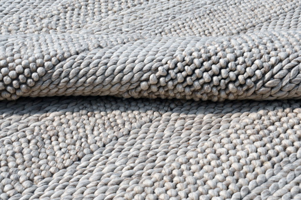 8' x 10' Wool Blend Striped Hand Loomed Area Rug - Gray And Beige
