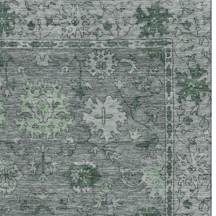 10' X 14' Oriental Washable Area Rug With UV Protection (716539) - Sage / Gray