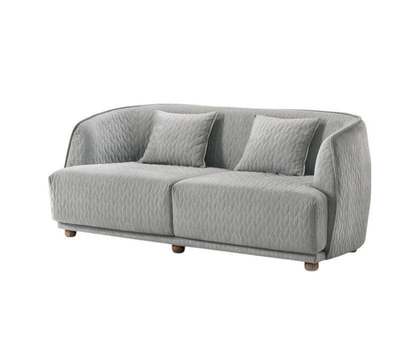 Modern Curved Back Quilted Loveseat - Light Gray