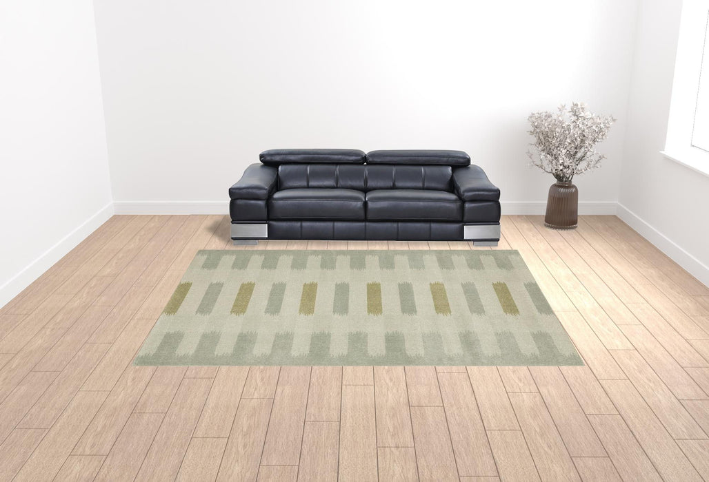 10' x 13' Geometric Power Loom Stain Resistant Area Rug - Beige Gray Gold And Green