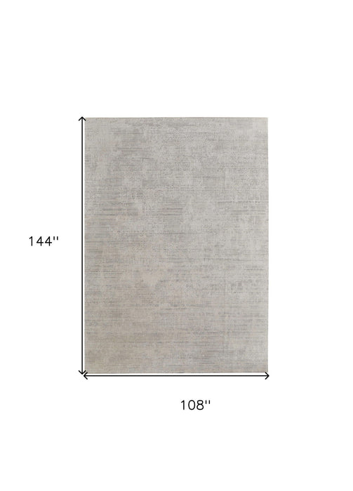 9' x 12' Hand Woven Worn Faded Wool Blend Area Rug - Gray And Ivory