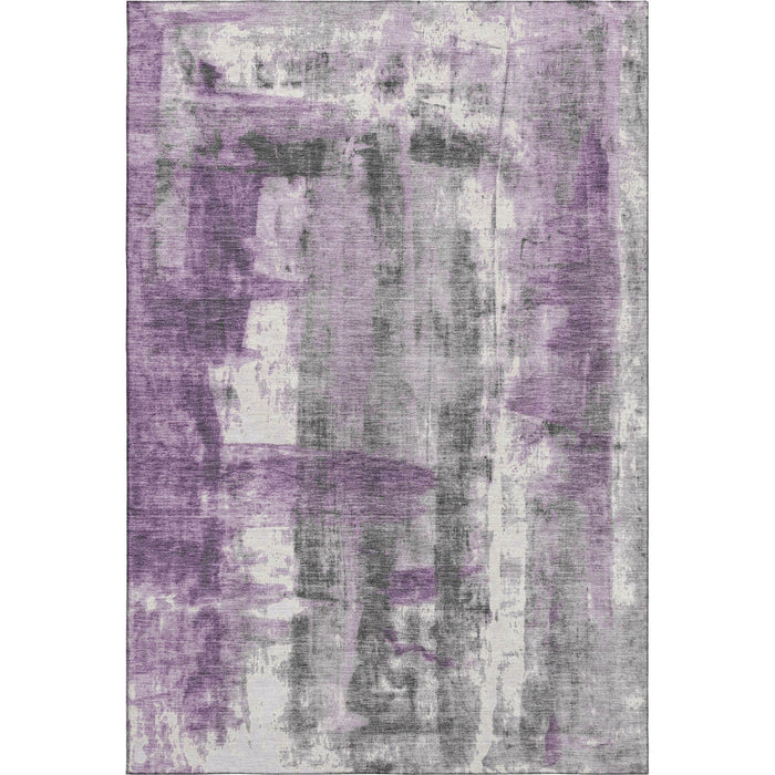 10' X 14' Abstract Washable Area Rug With UV Protection (719286) - Purple / Charcoal / Ivory
