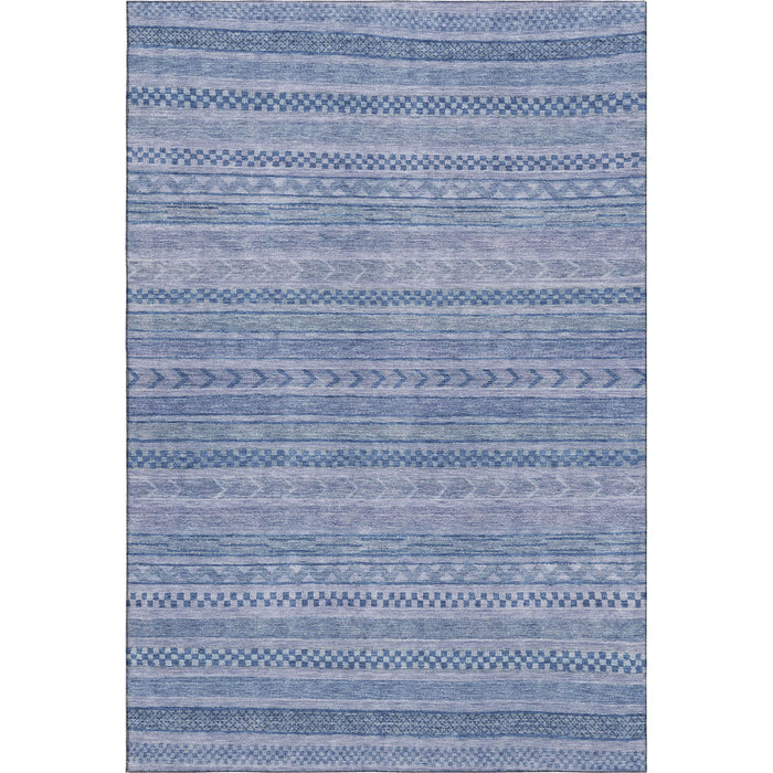 10' X 14' Striped Washable Area Rug With UV Protection (695186) - Denim Blue / Gray