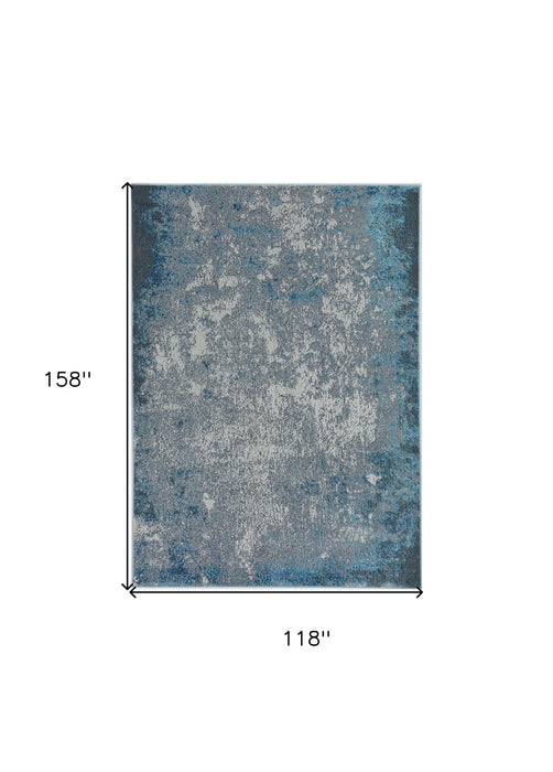 10' x 13' Machine Woven Abstract Smudge Indoor Area Rug - Silver Blue