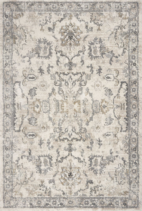 9' x 13' Machine Woven Distressed Floral Traditional Indoor Area Rug - Ivory