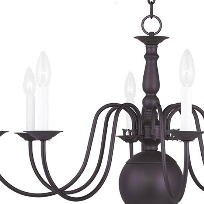 21" Eight Light Metal Dimmable Chandelier With Shades - Bronze