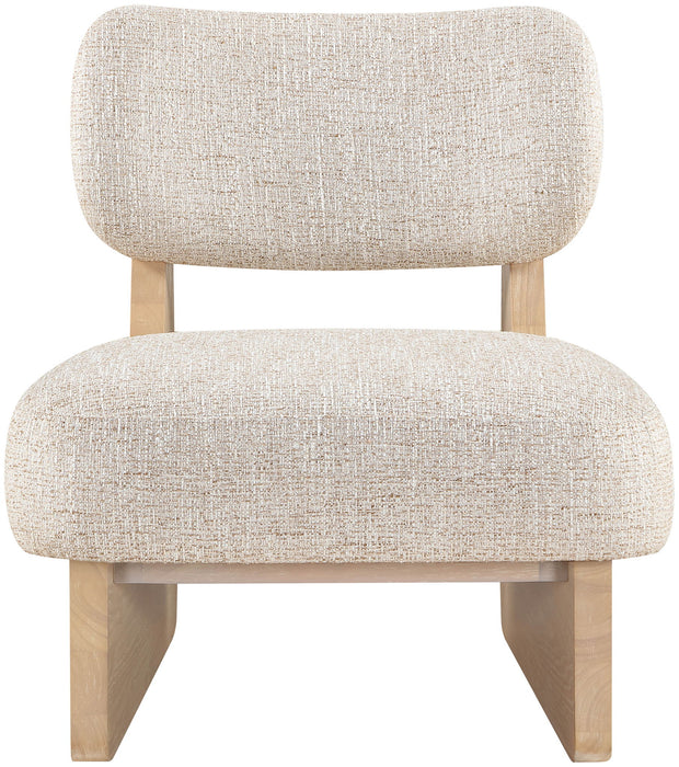 Vetra - Linen Textured Fabric Upholstered Accent Chair With Natural Base