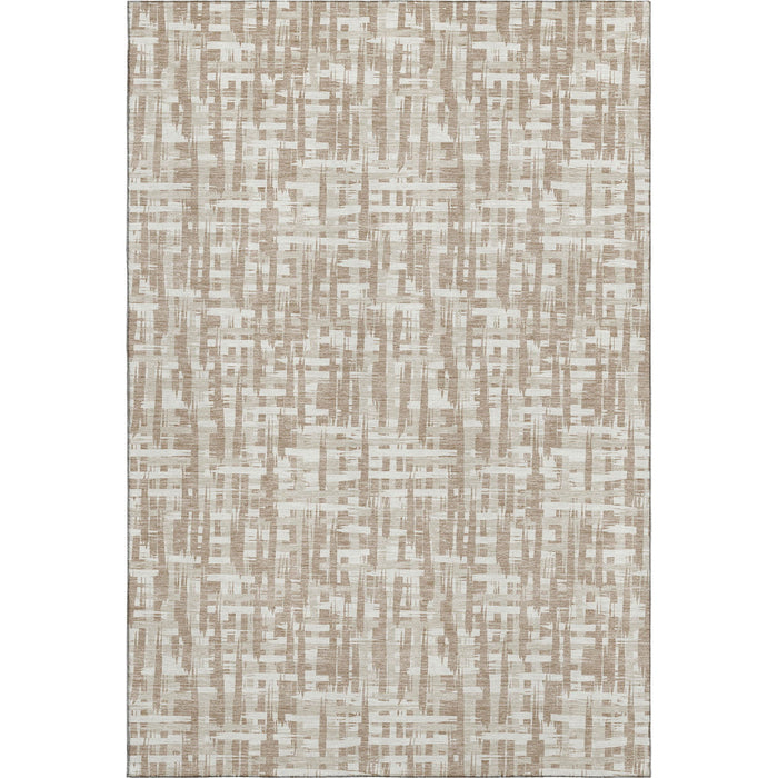 10' X 14' Abstract Geometric Washable Area Rug With UV Protection (683009) - Tan / Beige / Ivory