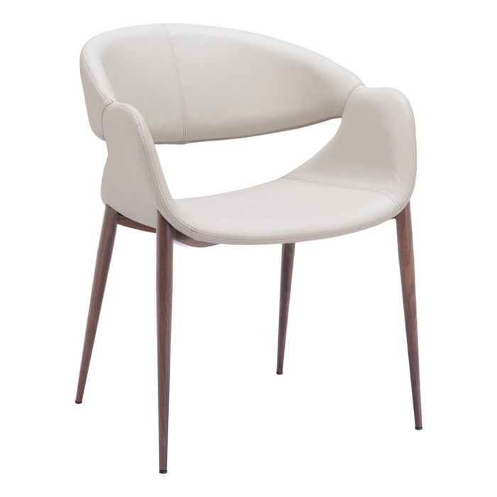 Upholstered Faux Leather Open Back Dining Arm Chairs (Set of 2) - Beige