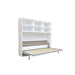 Modern Giga twin size horizontal Murphy bed with shelf storage, white wall bed with gas struts for space-saving bedroom or guestroom.
