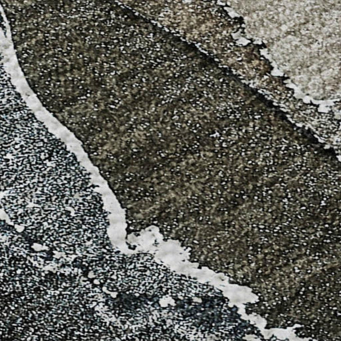3' X 5' Abstract Washable Area Rug With UV Protection (646687) - Orange / Charcoal