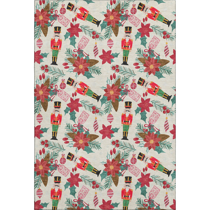 10' X 14' Abstract Geometric Washable Area Rug With UV Protection (702032) - Ivory / Red / Black