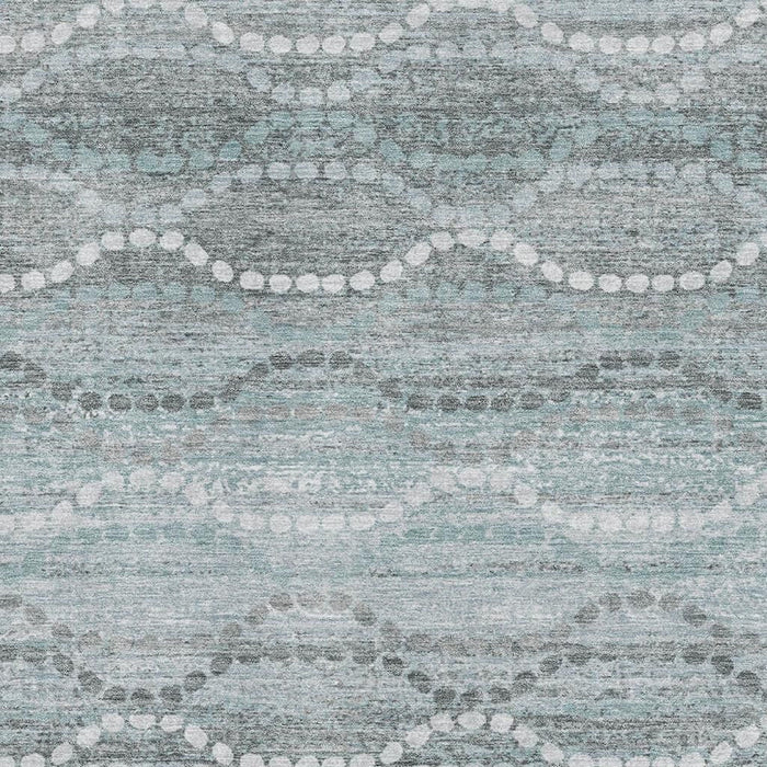 10' X 14' Abstract Geometric Washable Area Rug With UV Protection (715303) - Teal / Ivory