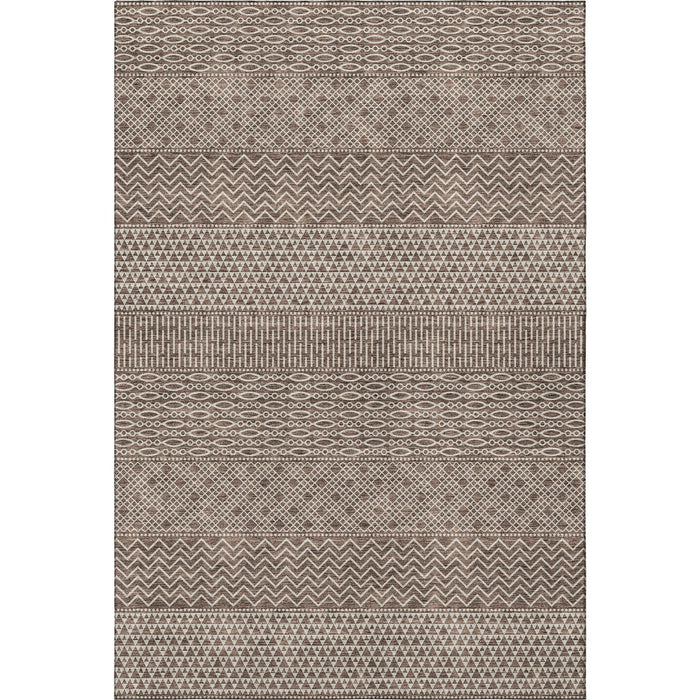10' X 14' Striped Washable Area Rug With UV Protection (674772) - Brown / Beige