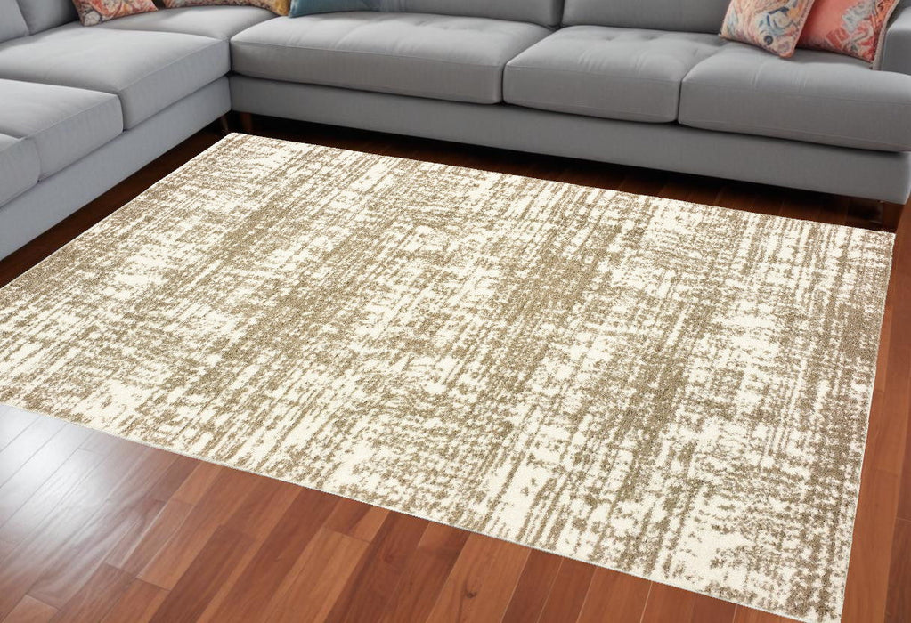 7.9' x 10.8' Abstract Strokes Area Rug - Ivory And Gray
