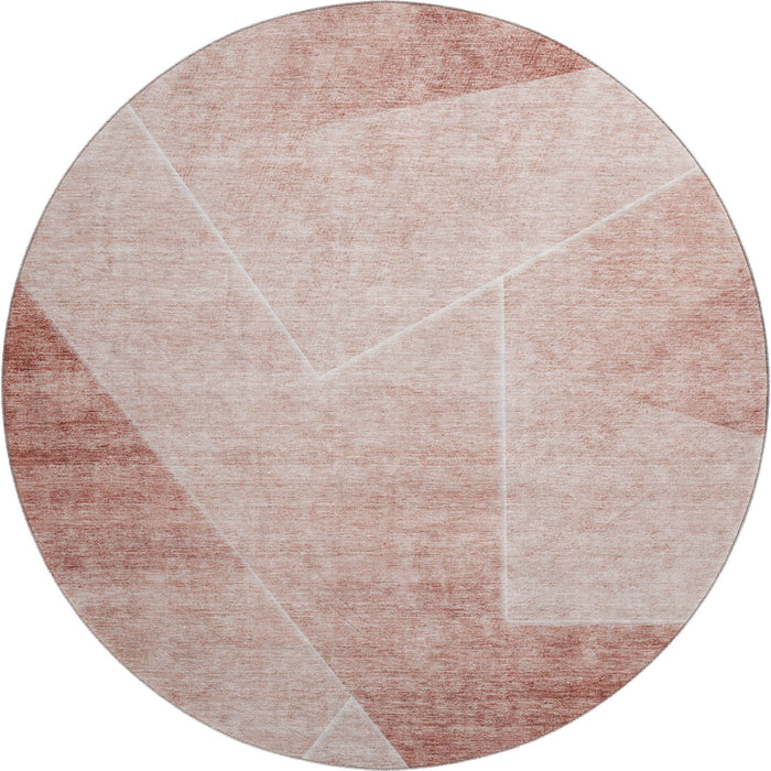 8' Transitional Transitional Geometric Washable Round Rug With UV Protection - Ivory
