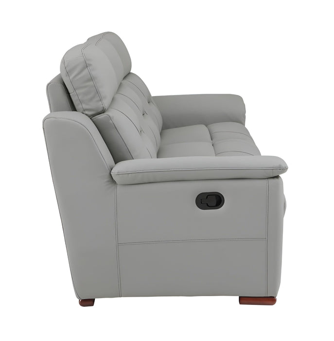 Faux Leather Sofa With Brown Legs - Gray