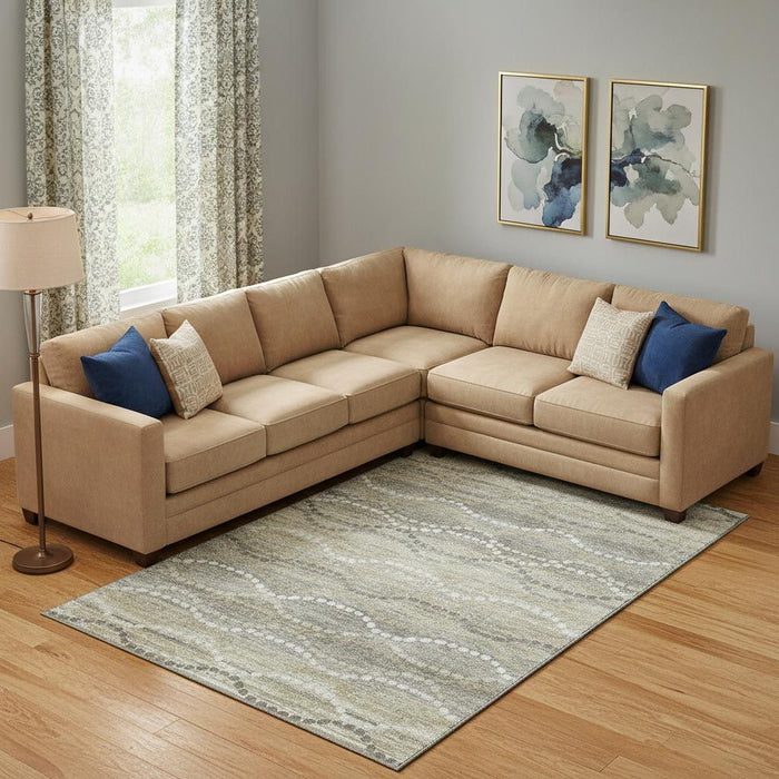 10' X 14' Abstract Geometric Washable Area Rug With UV Protection (715291) - Pewter / Ivory
