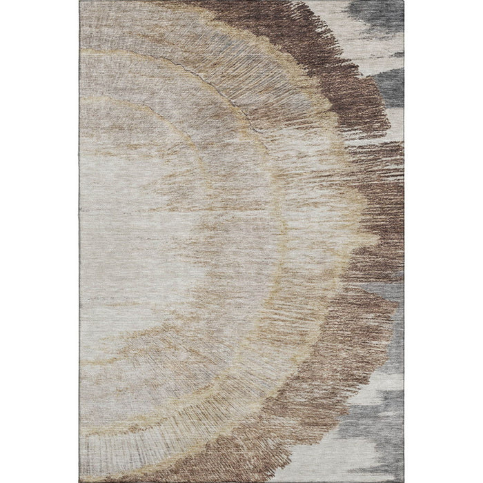 10' X 14' Woodland Lodge Washable Area Rug With UV Protection (653749) - Brown / Ivory / Gray