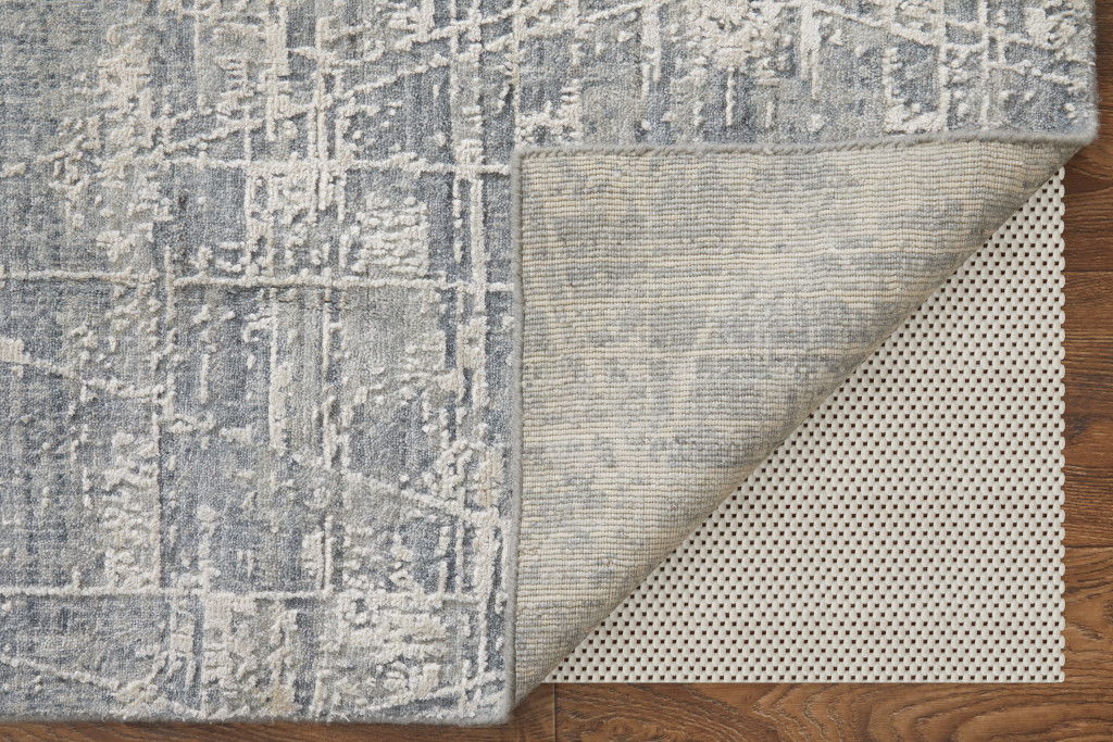 3' x 5' Casual Abstract Hand Woven Worn Faded Wool Blend Area Rug - Gray And Silver