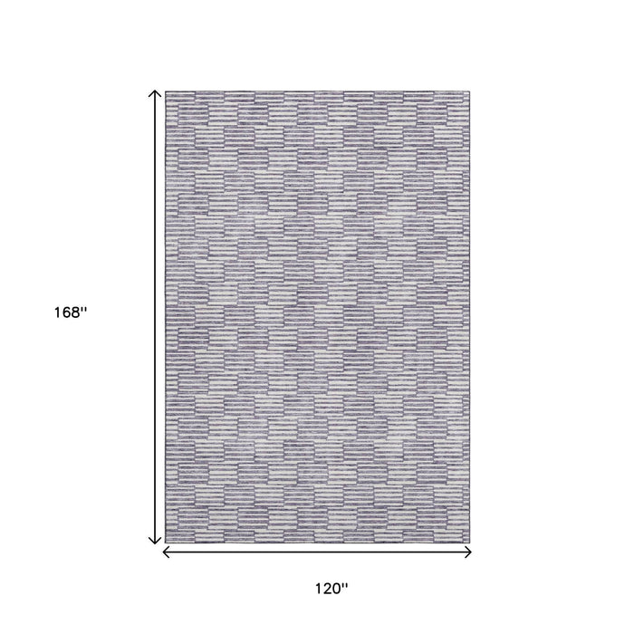 10' X 14' Abstract Geometric Washable Area Rug With UV Protection (672995) - Lilac / Ivory
