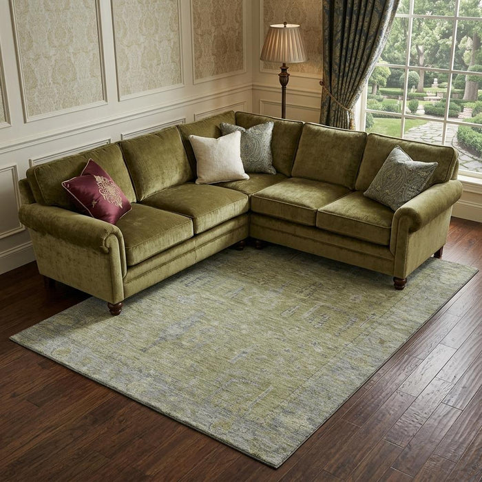 10' X 14' Oriental Washable Area Rug With UV Protection (686054) - Artichoke Green / Gray