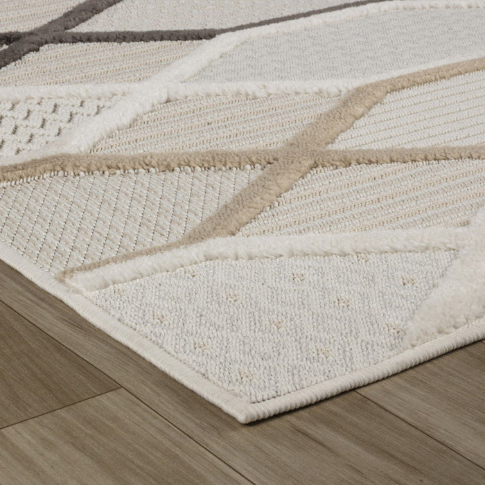 8' x 11' Abstract Distressed Area Rug - Cream And Beige