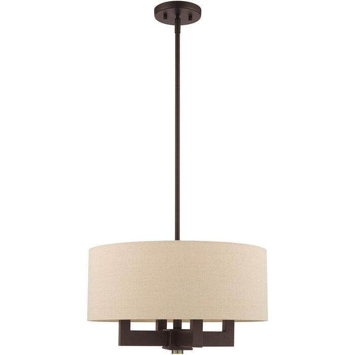 Four Light Dimmable Chandelier With Shades - Bronze