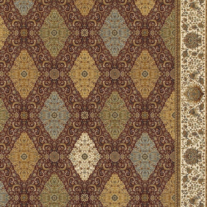 10' X 13' Oriental Area Rug With Fringe (574494) - Red / Tan / Ivory